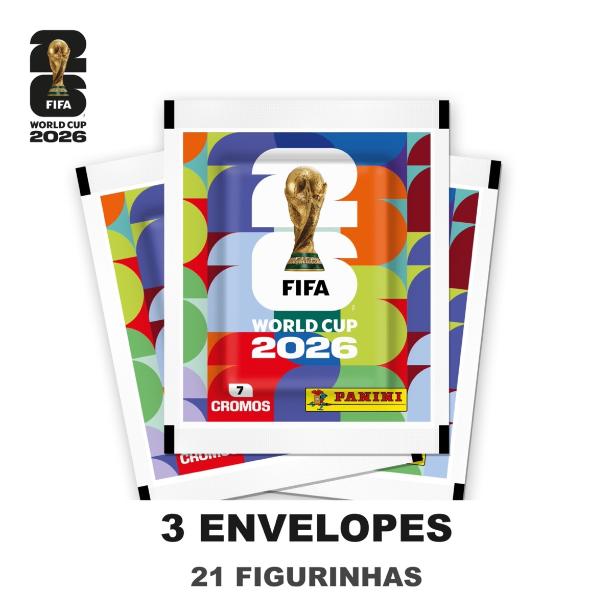 3 Envelopes oficiais Panini Copa do Mundo 2026